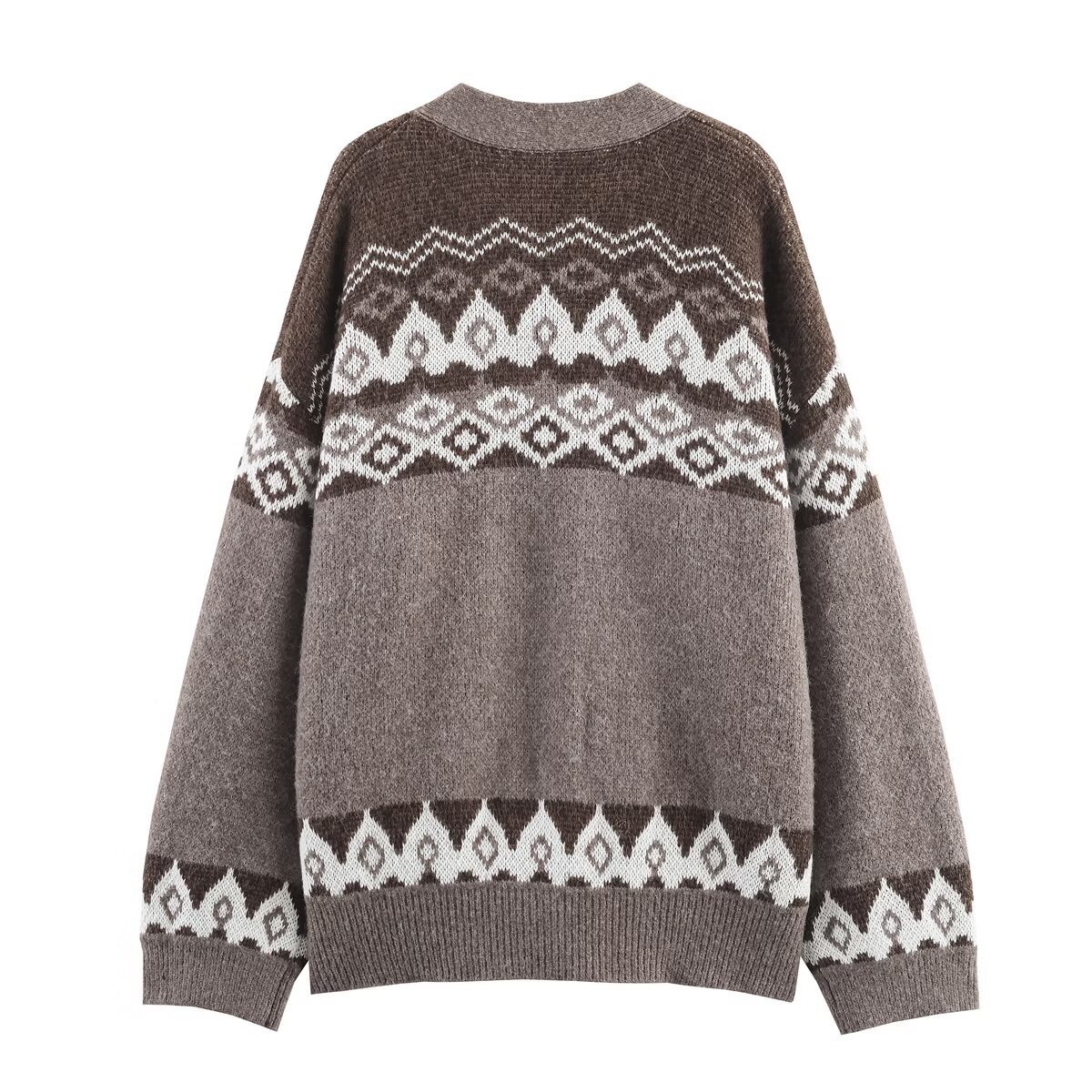 Brushing effect jacquard knitted jacket