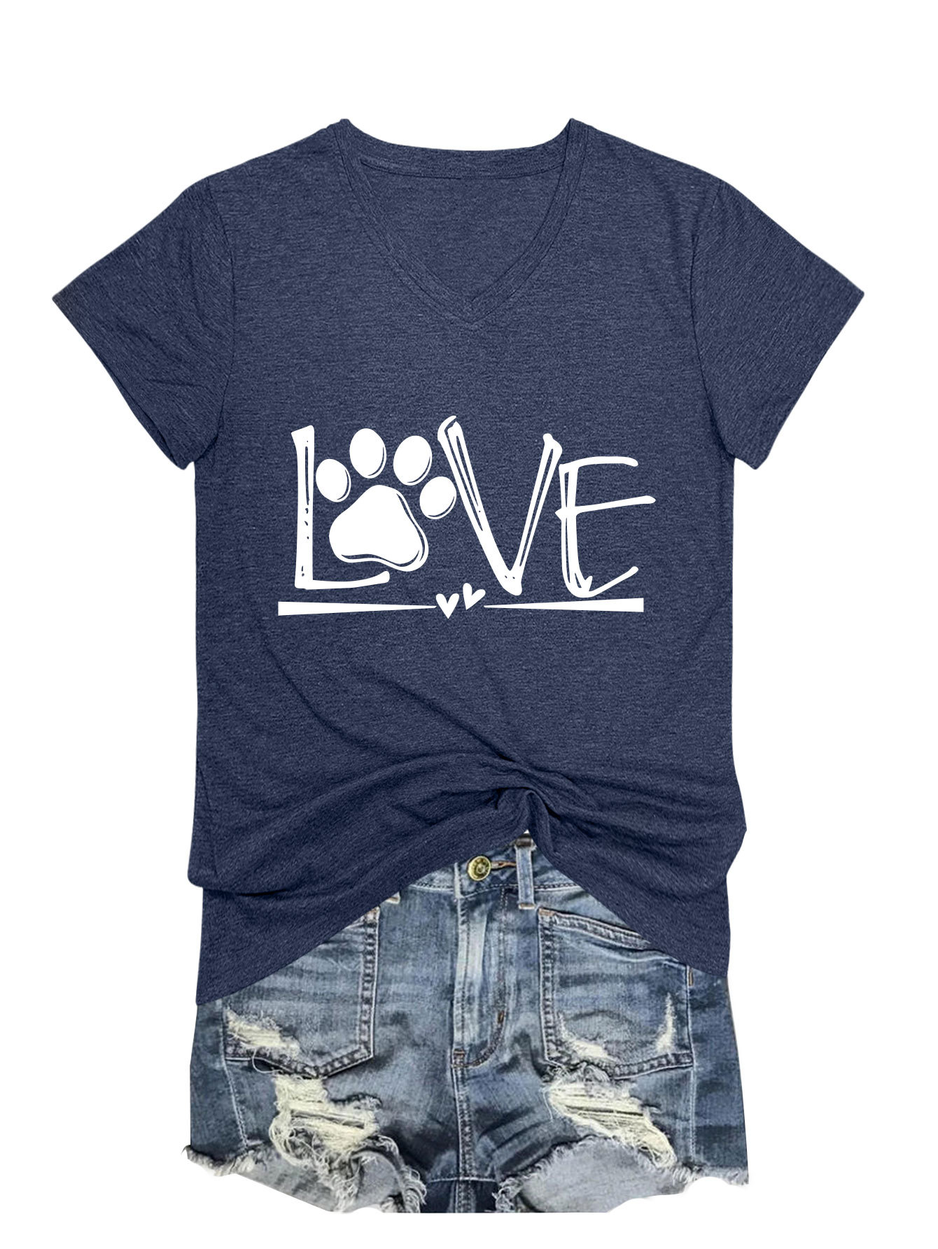 Geometric Print Round Collar Ladies T-Shirt