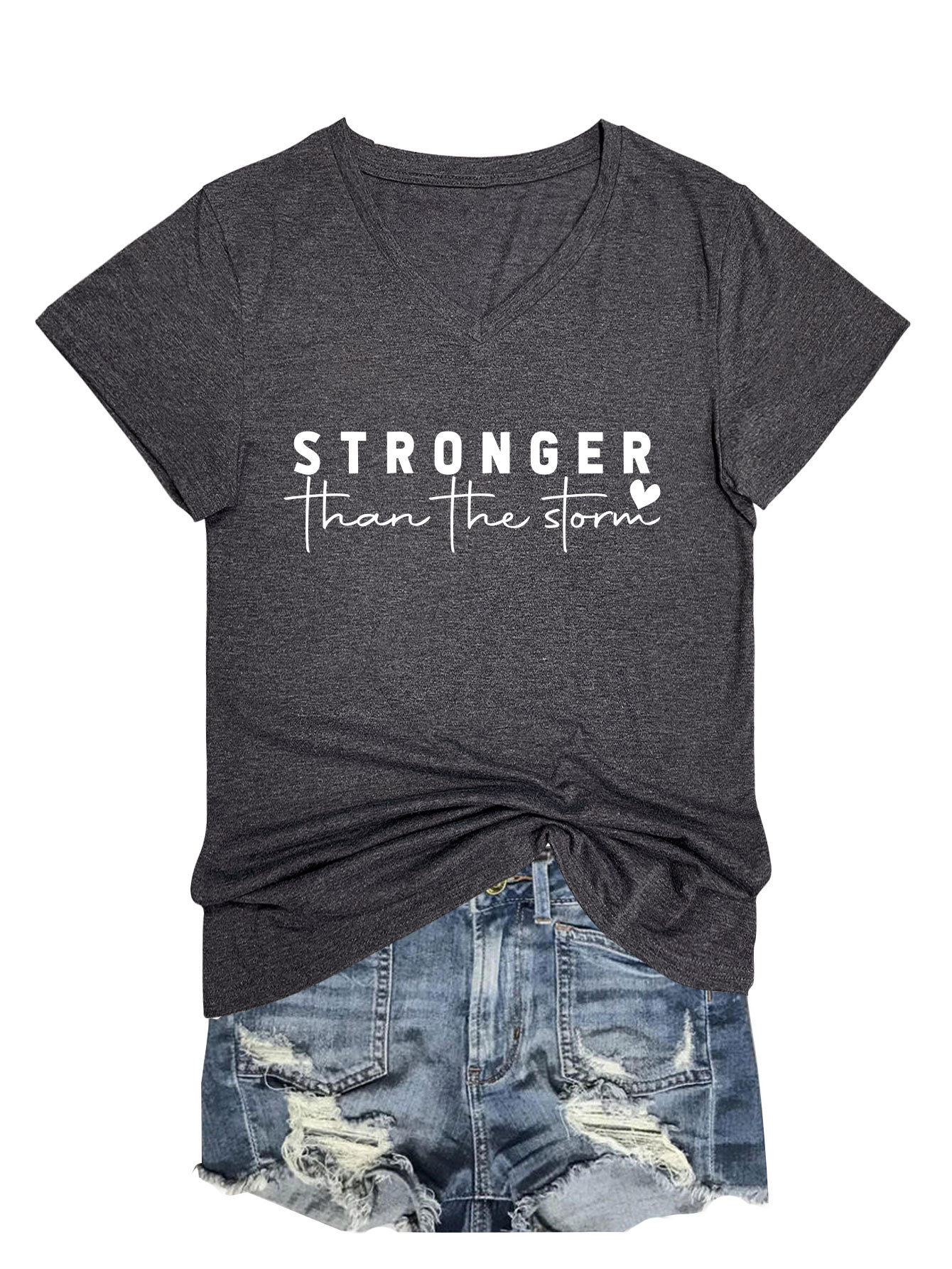 Geometric Print Plunge Front Ladies Tee
