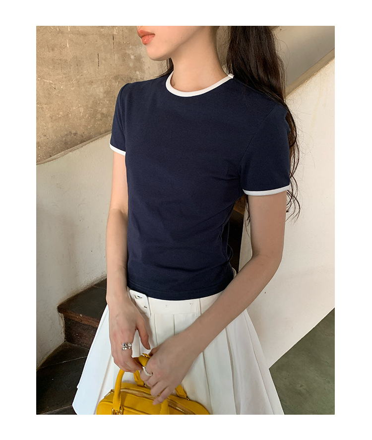 Ladies Solid Round Neck Slim Fit Tee