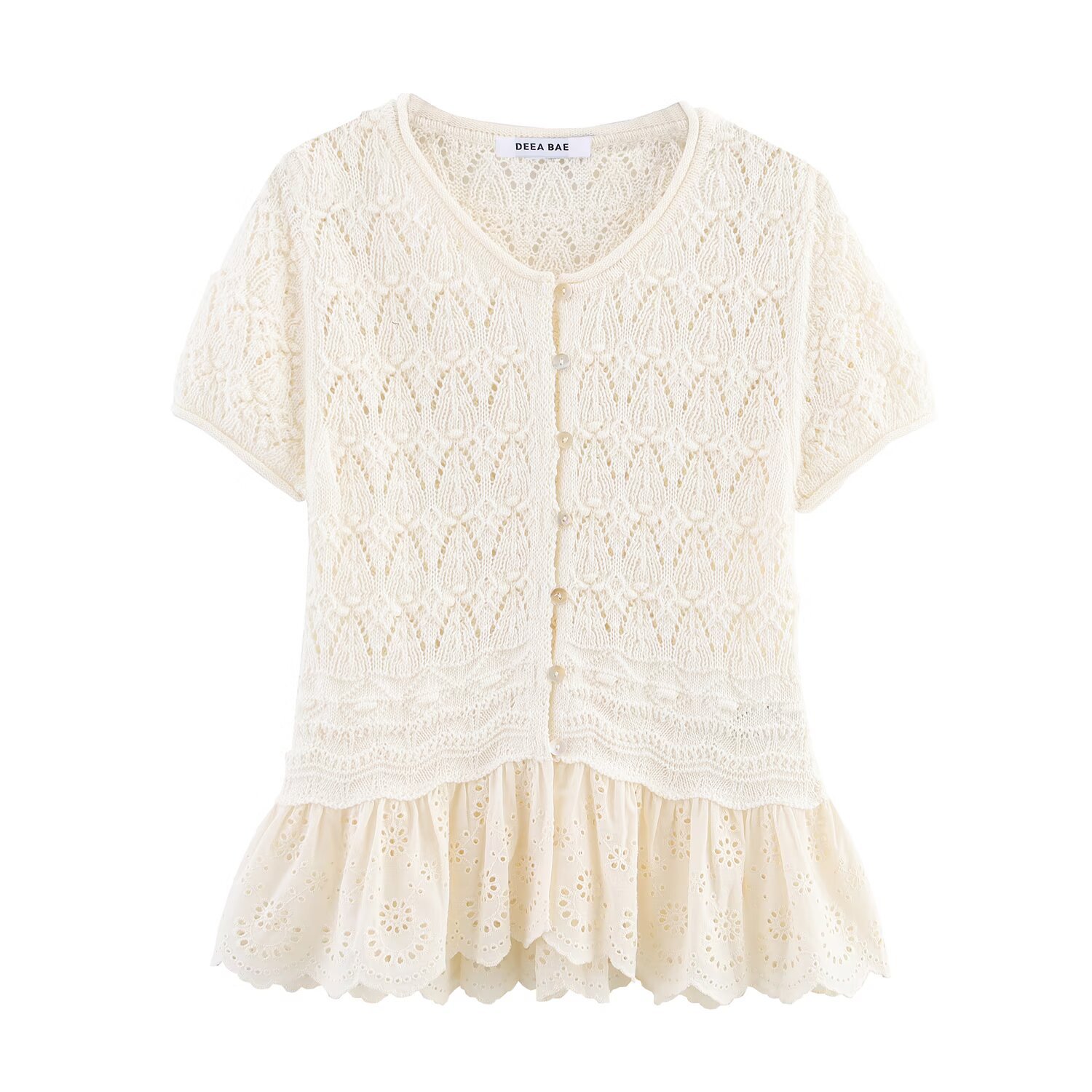 Contemporary Three-Quarter Sleeve Solid Button-Front Blouse