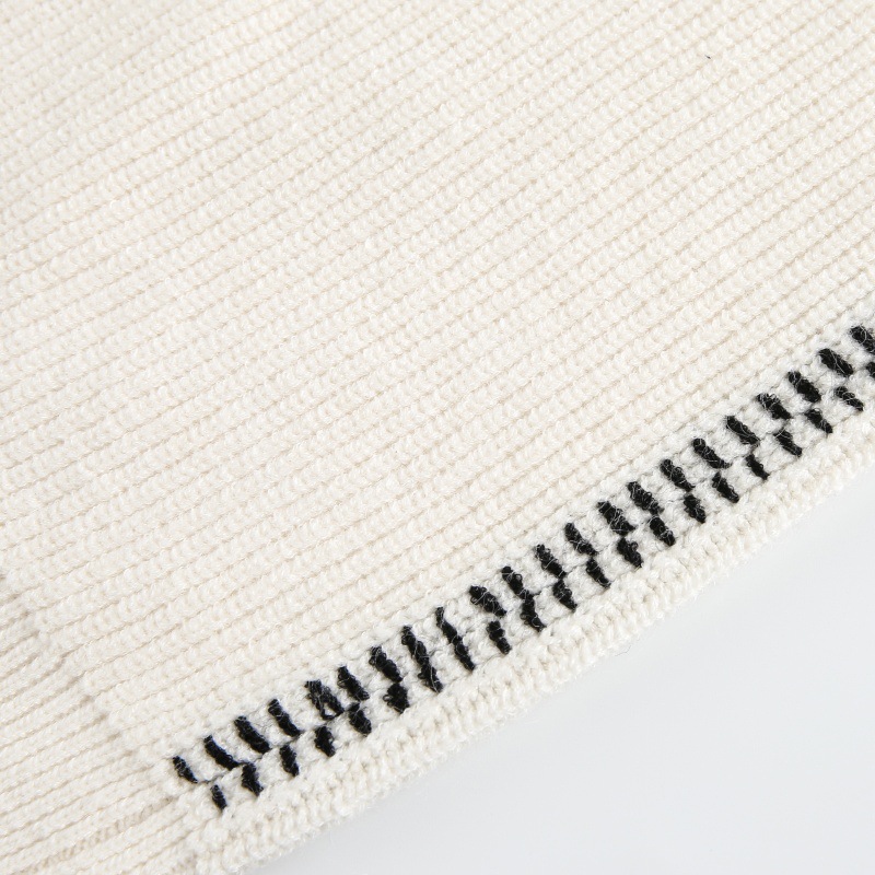 Block Hand Stitching Henley Collar Design Loose Knitwear