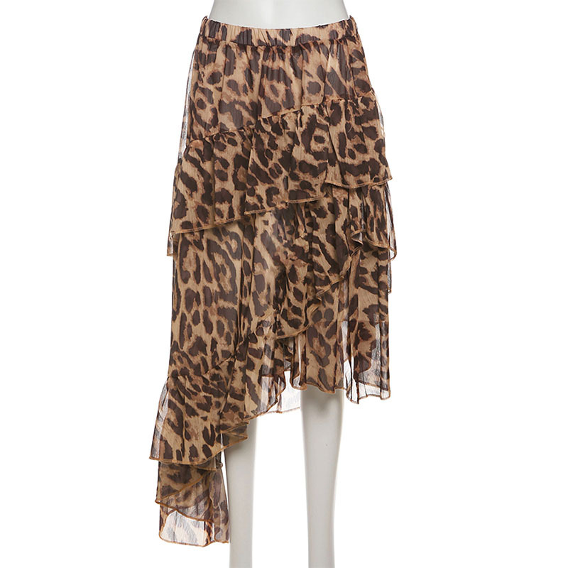 Leopard high waisted loose skirt for women