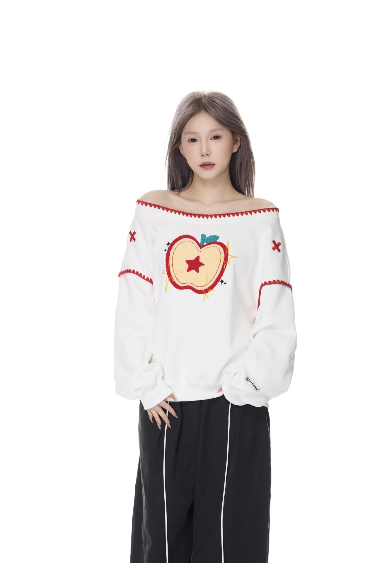 Cotton Long Sleeve Asymmetric Fruit Hoodie