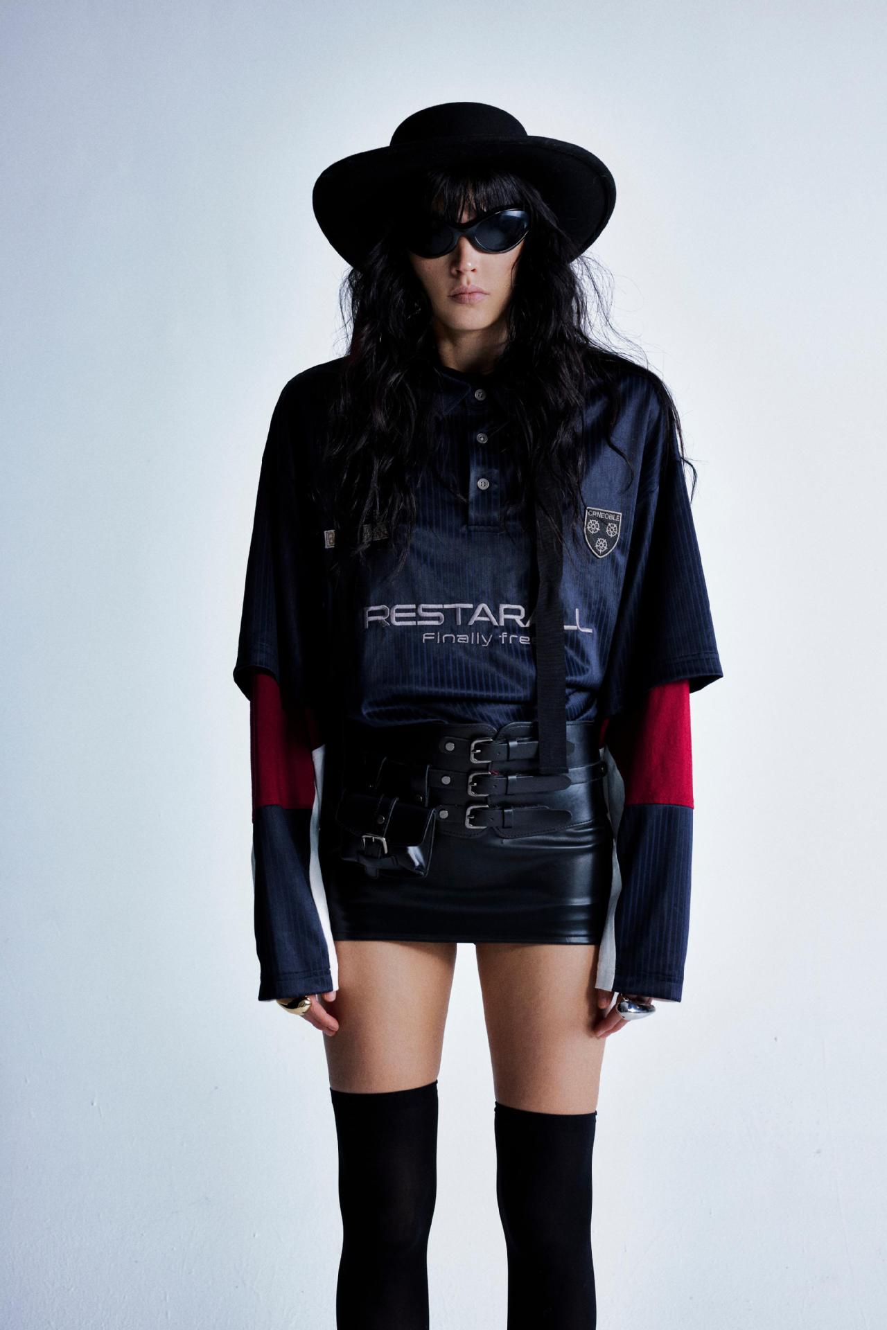 Long-Sleeve Dual-Layer Pieced Button-Front Embellished Hoodie