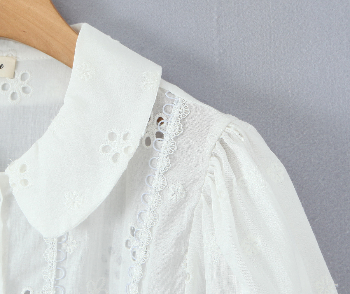 Ruffle Peter Pan Cutout Puff Top