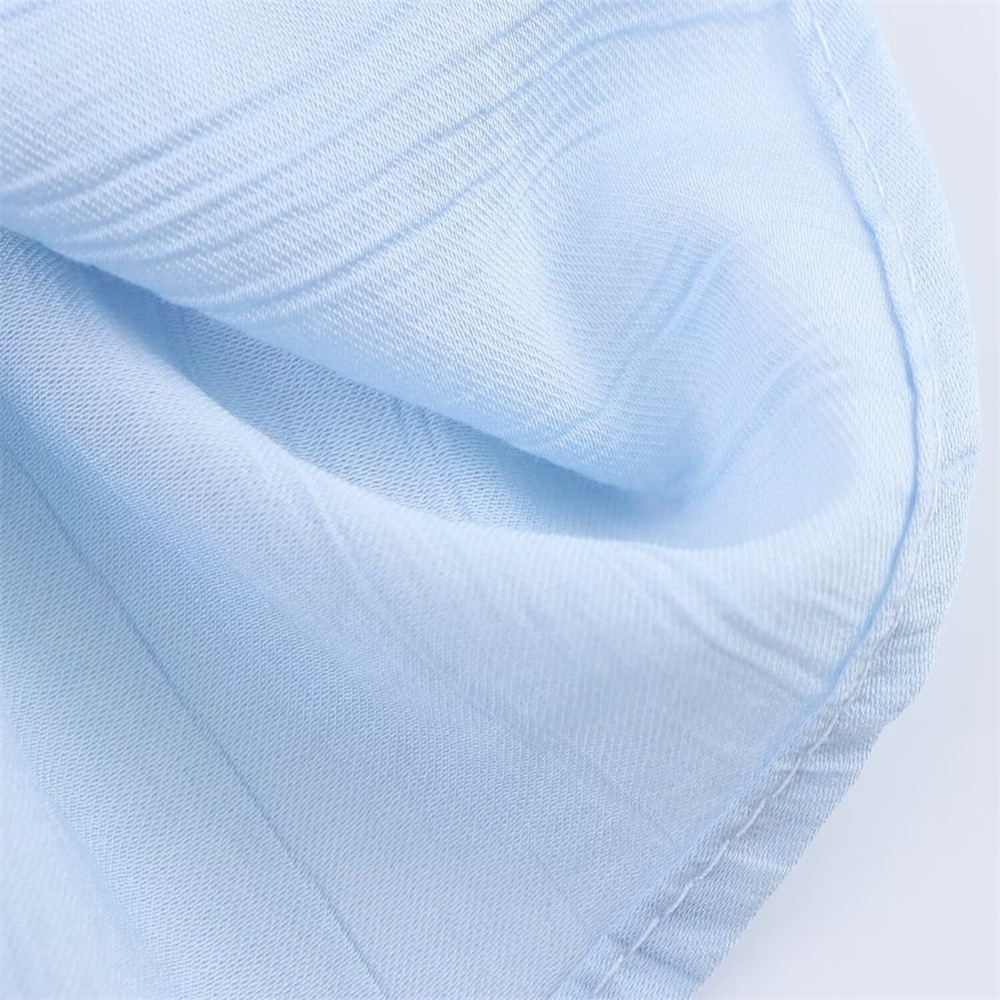 Crew Collar Short Sleeve Polyester Blouse