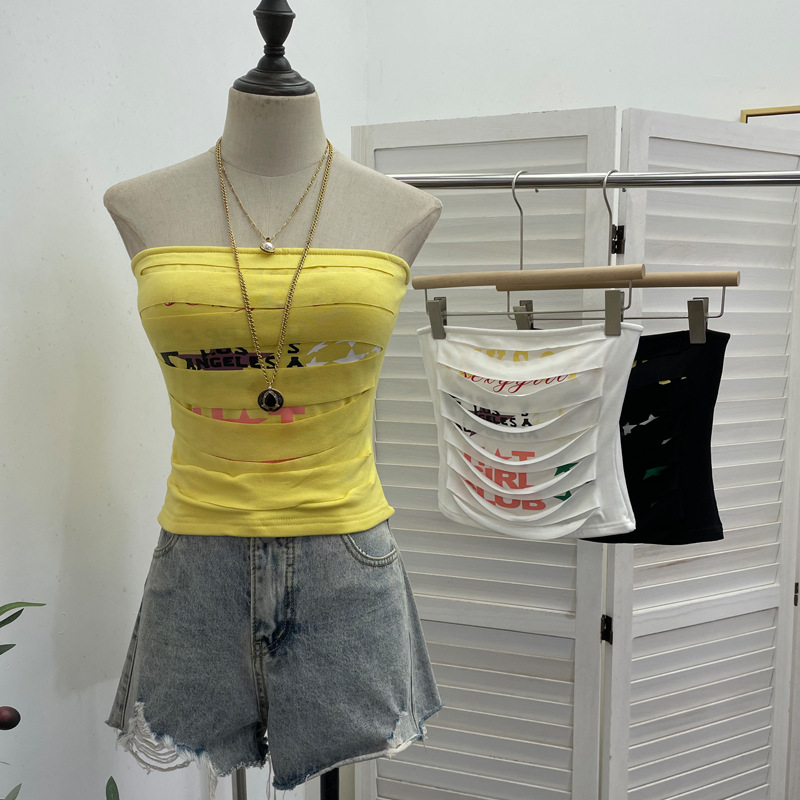 Bardot Cutout Patterned Bandeau Vest