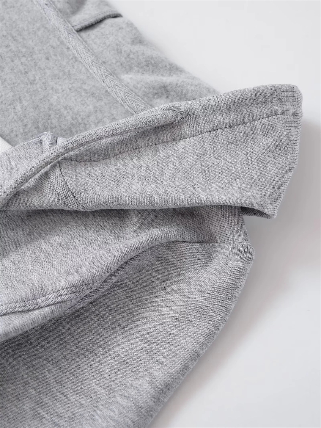 Layered Asymmetric Crop Hoodie - Cord & Concealed Zip