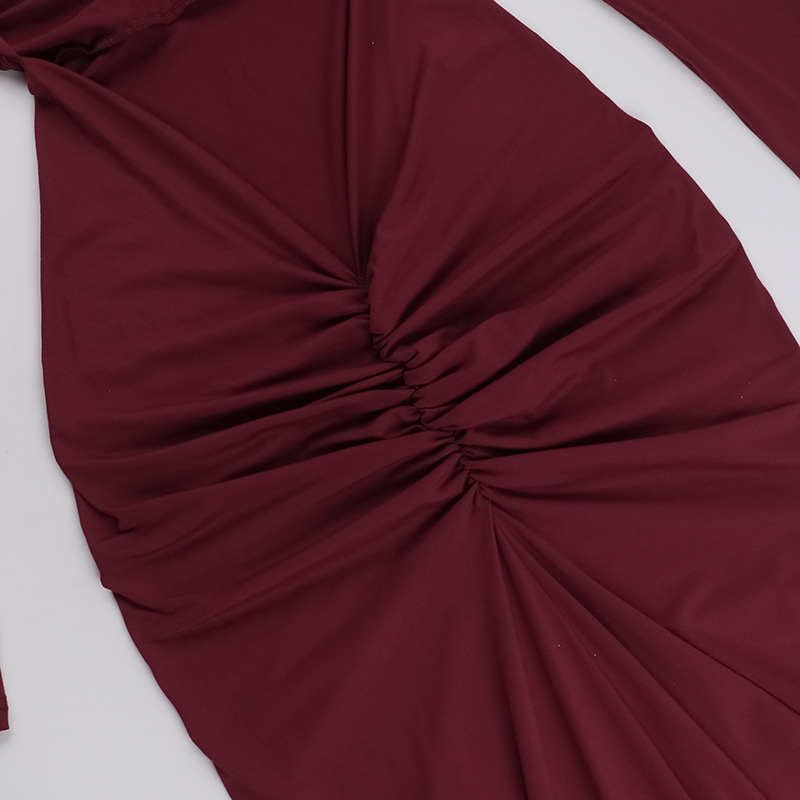 One Shoulder Open Back Full Sleeve Dress