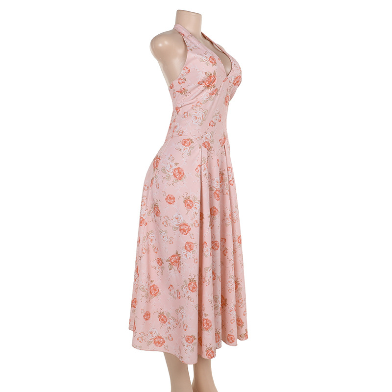 Women's Bodycon Sleeveless High Waist Patterned Polyester Dress