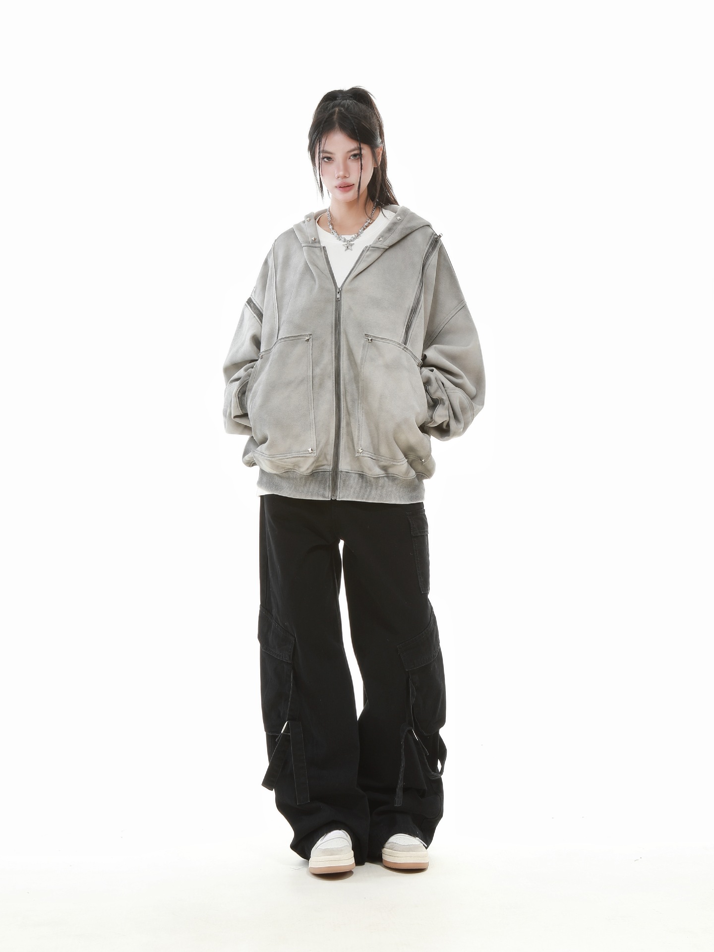American Vintage Loose Fit Zipper Front Hoodie