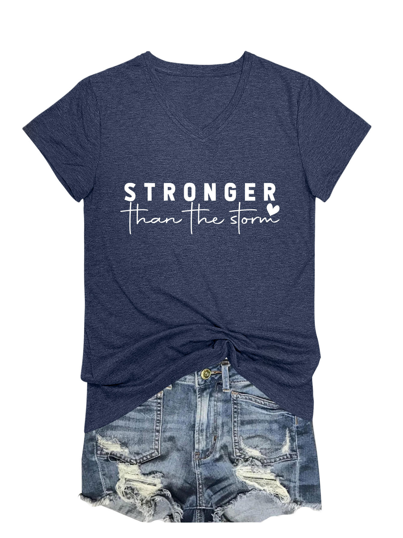 Geometric Print Plunge Front Ladies Tee