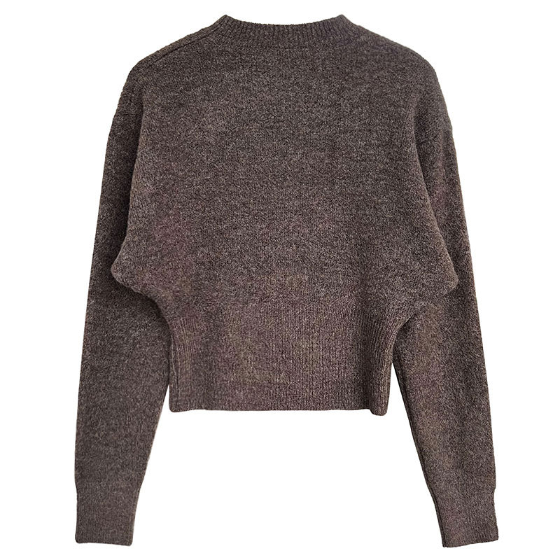 Korean Solid Long Sleeve Loose Crew Sweater