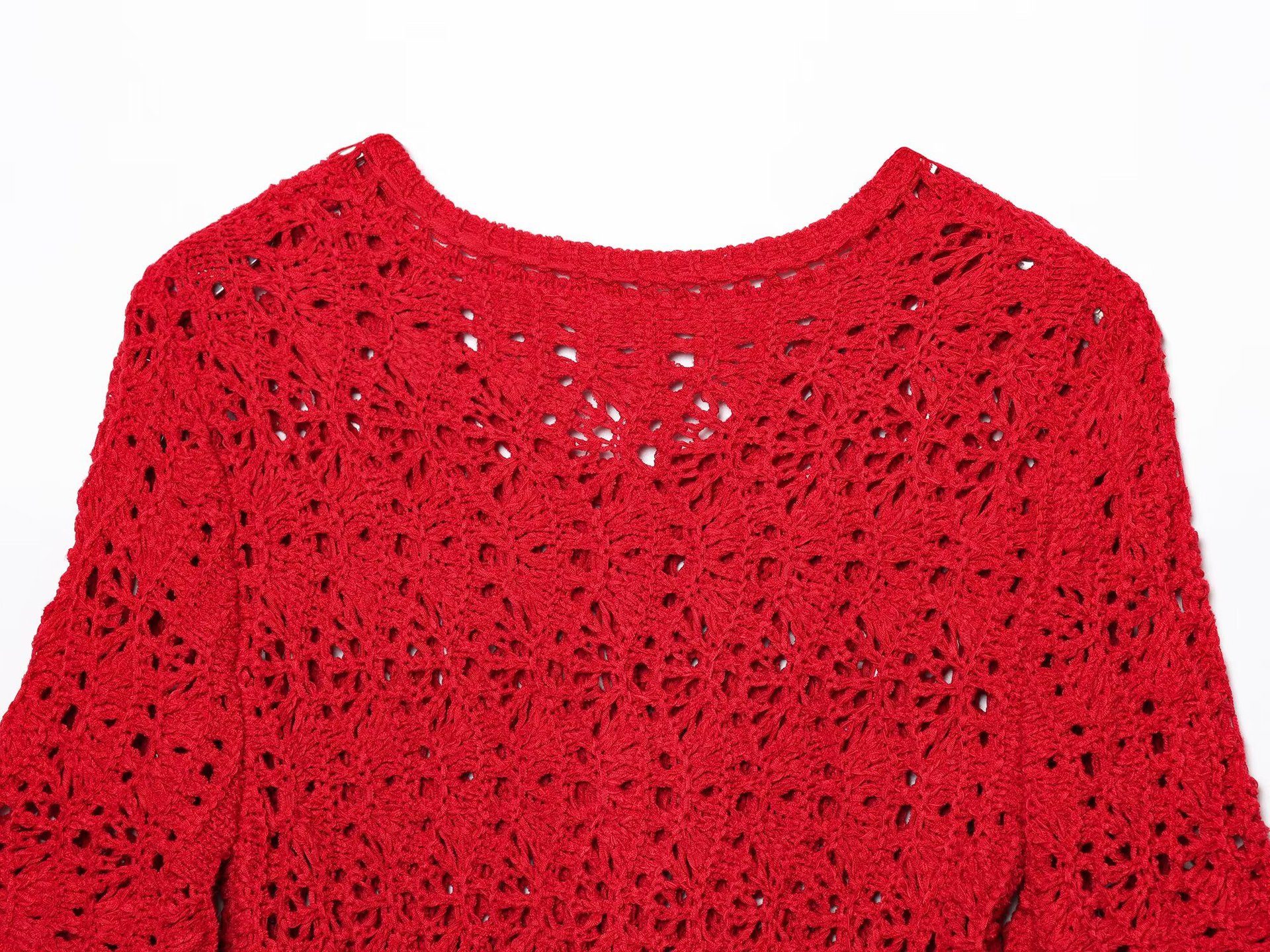 Ladies Three-Quarter Solid Crew Sweater