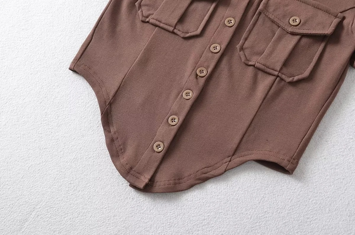 Ladies Half Sleeve Notch Collar Cardigan Tee