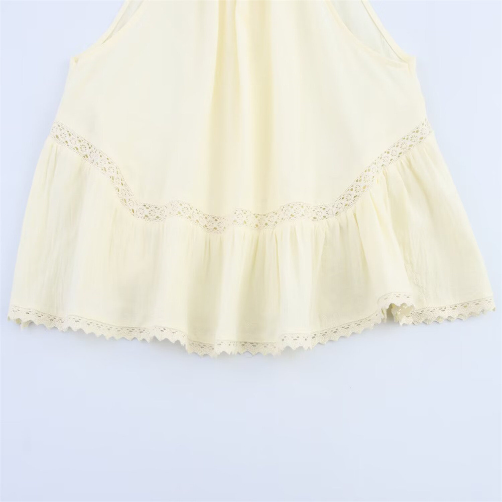 Ladies Embellished Crew Neck Polyester Ribbon-Tie Vest