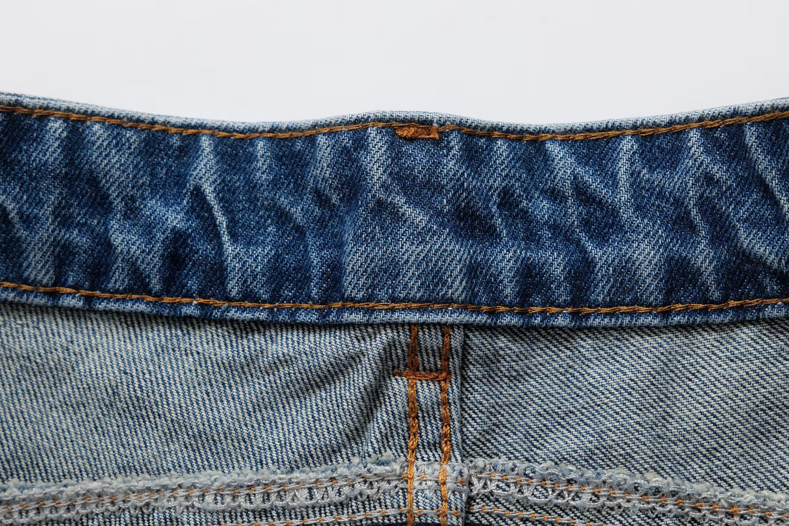 Splicing horn jeans versatile wide leg floor pants
