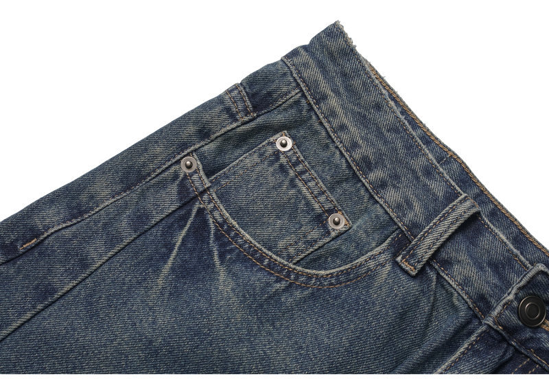 Heavy Washed Panelled Patchwork Loose Wide Leg Knife Cut Denim Pants
