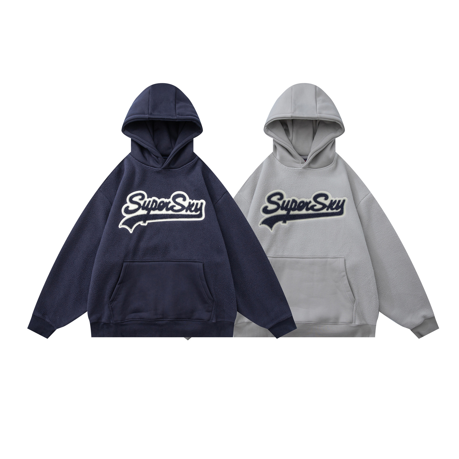 Oversized Logo Print Polyester Hooded Pullover