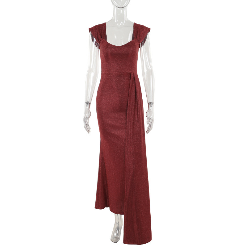 High Waist Square Neck Bodycon Maxi Dress