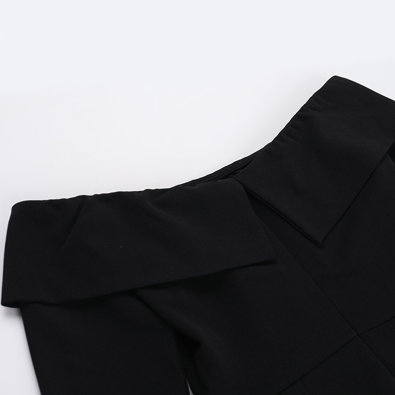 High Waist Single-Strap Long Sleeve Polyester Mini Dress