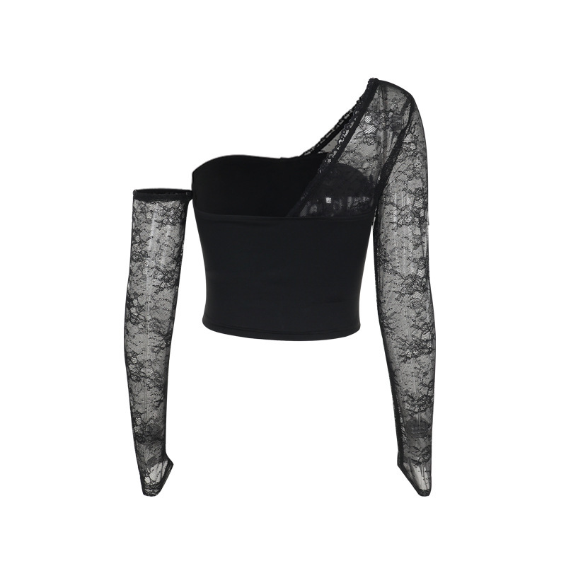 Slant Neck Long Sleeve Stretch Top