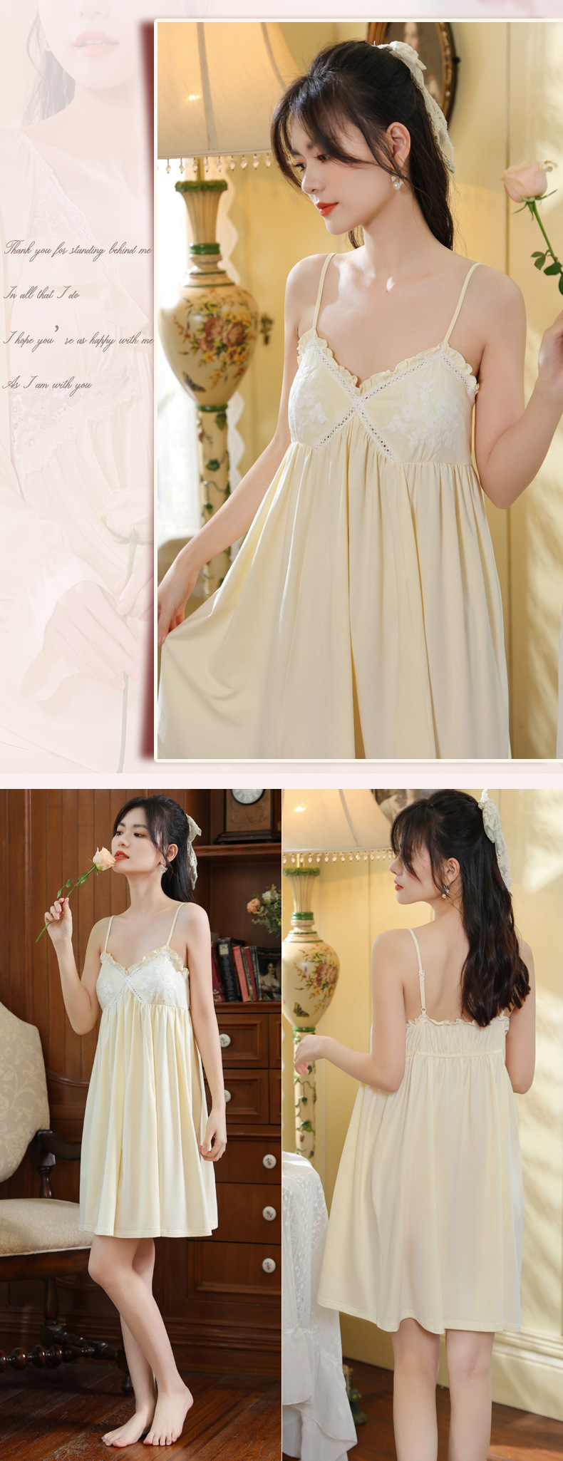 Cotton V-Neck Sleeveless Midi Bust Padded Lounge Dress