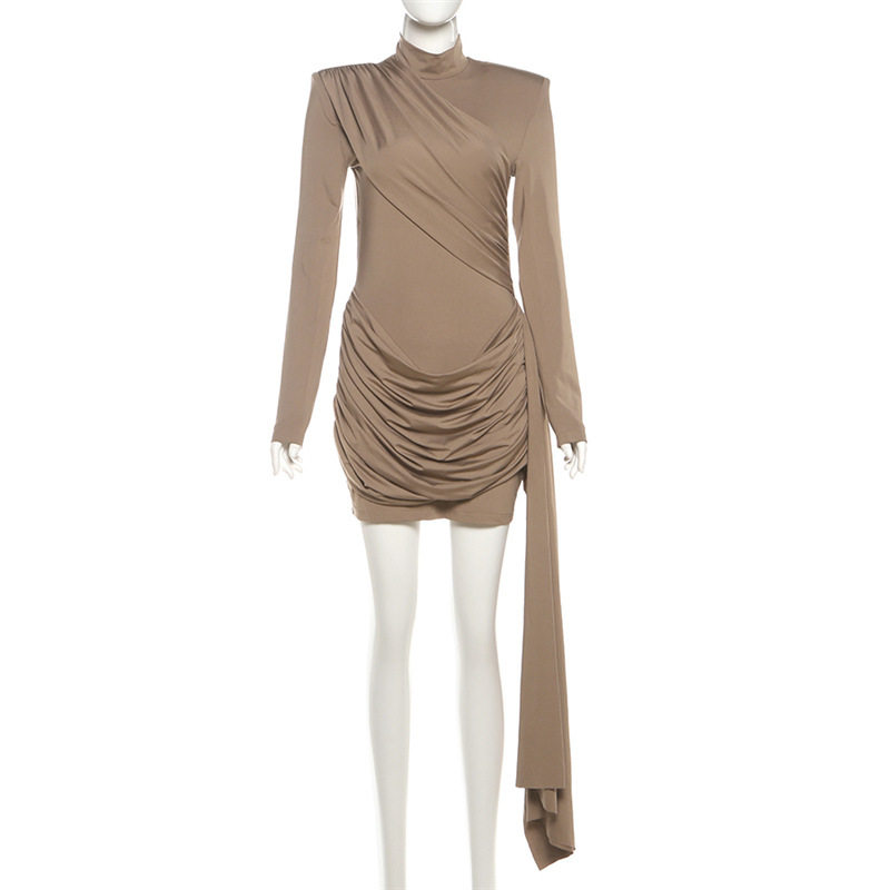 Open Back High Waist Full Sleeve Gathered Dress