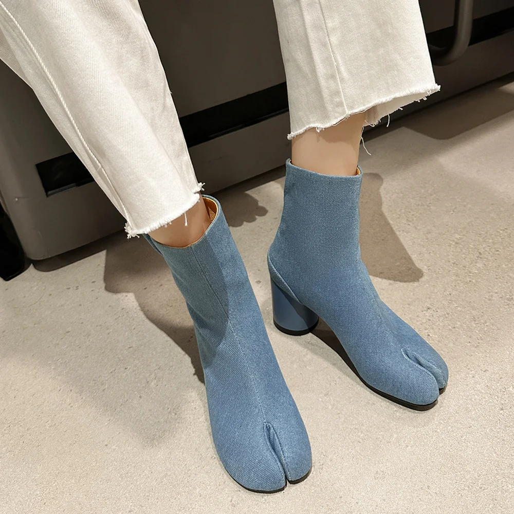 Classic Leather Pointed Toe Block Heel Boots