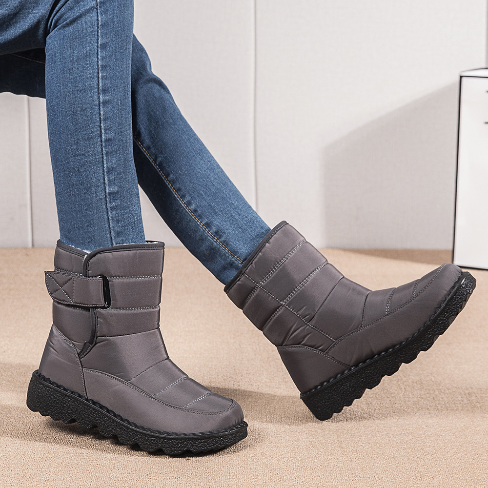 Winter New Snow Boots Women's High Top Waterproof Cotton Shoes Casual Short Tube Plush Plus Large Cotton Boots 43 Amazon