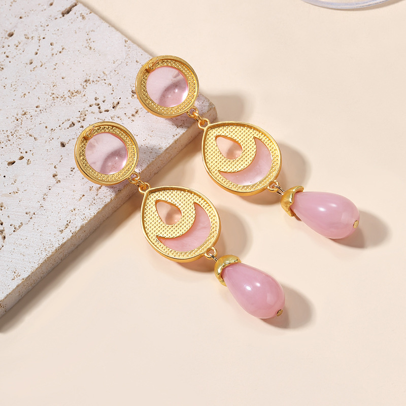 Crystal earrings fashionable alloy drop-shaped earrings