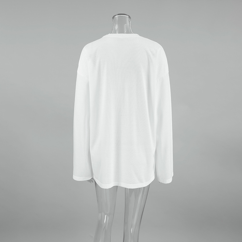 Ivory Ribbon Pattern Relaxed Fit Full Sleeve Tee