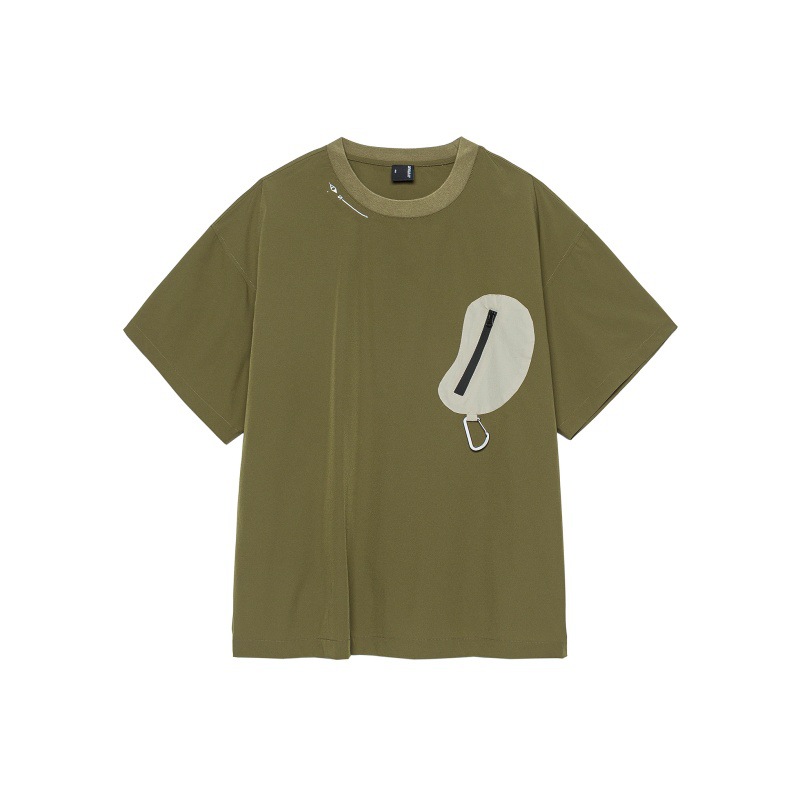 Color blocking function cashew pocket waterproof short sleeved T-shirt for men