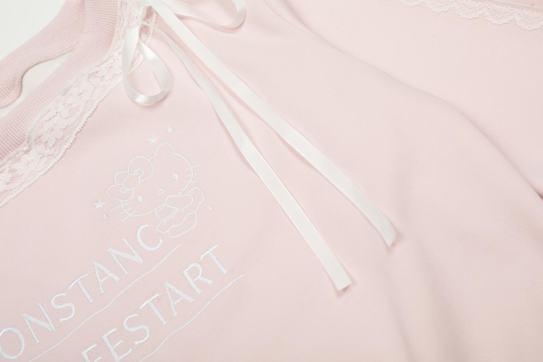 Bardot Hoodie With Ribbon Detail And Character Graphic