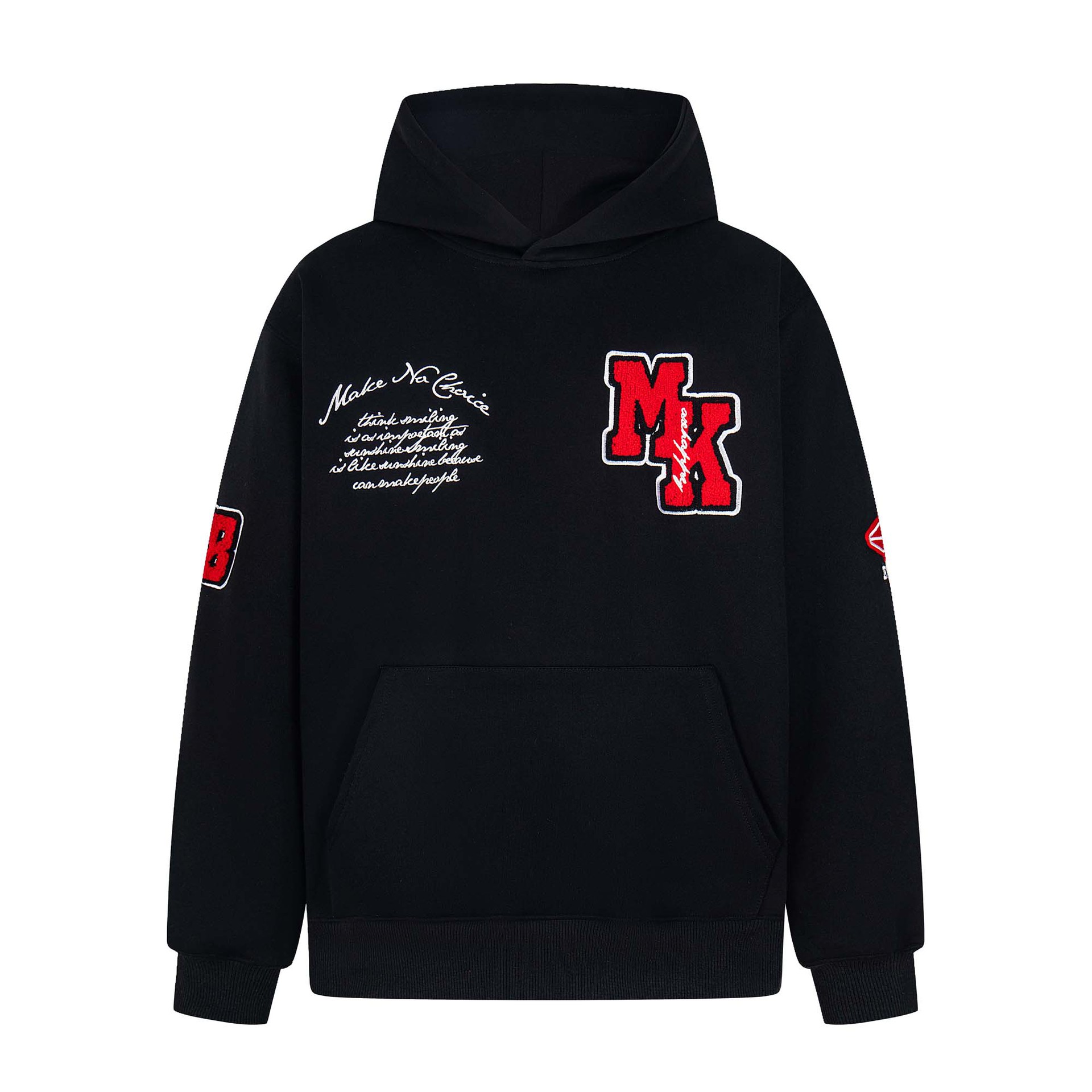 Text Embroidered Long Sleeve Oversized Cotton Hoody