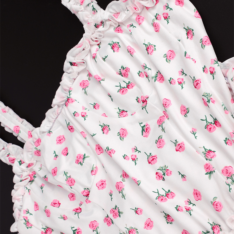 Scalloped Blossom Pattern Polyester Dress