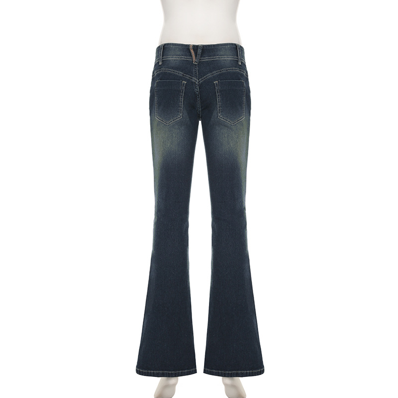 Workwear Hipster Bell-Bottom Washed Jeans