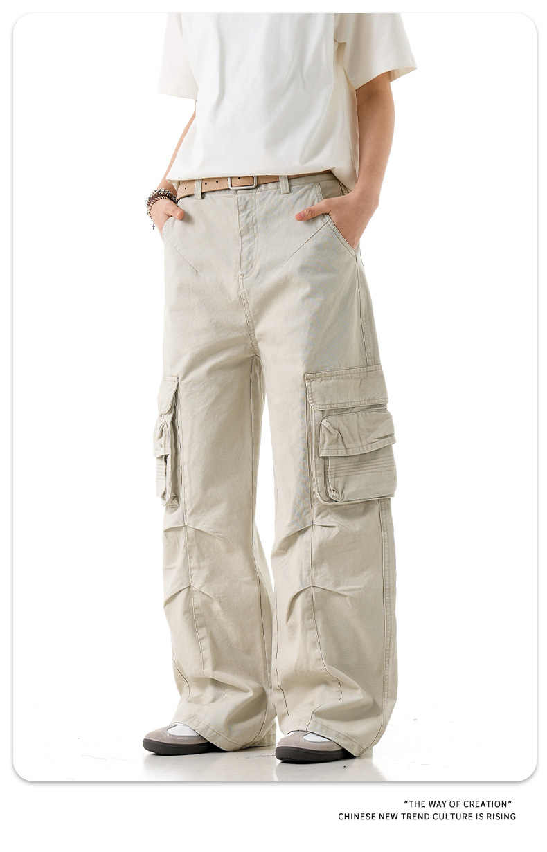 Multiple Pockets for Men and Women Slimming Straight Leg Casual Trousers