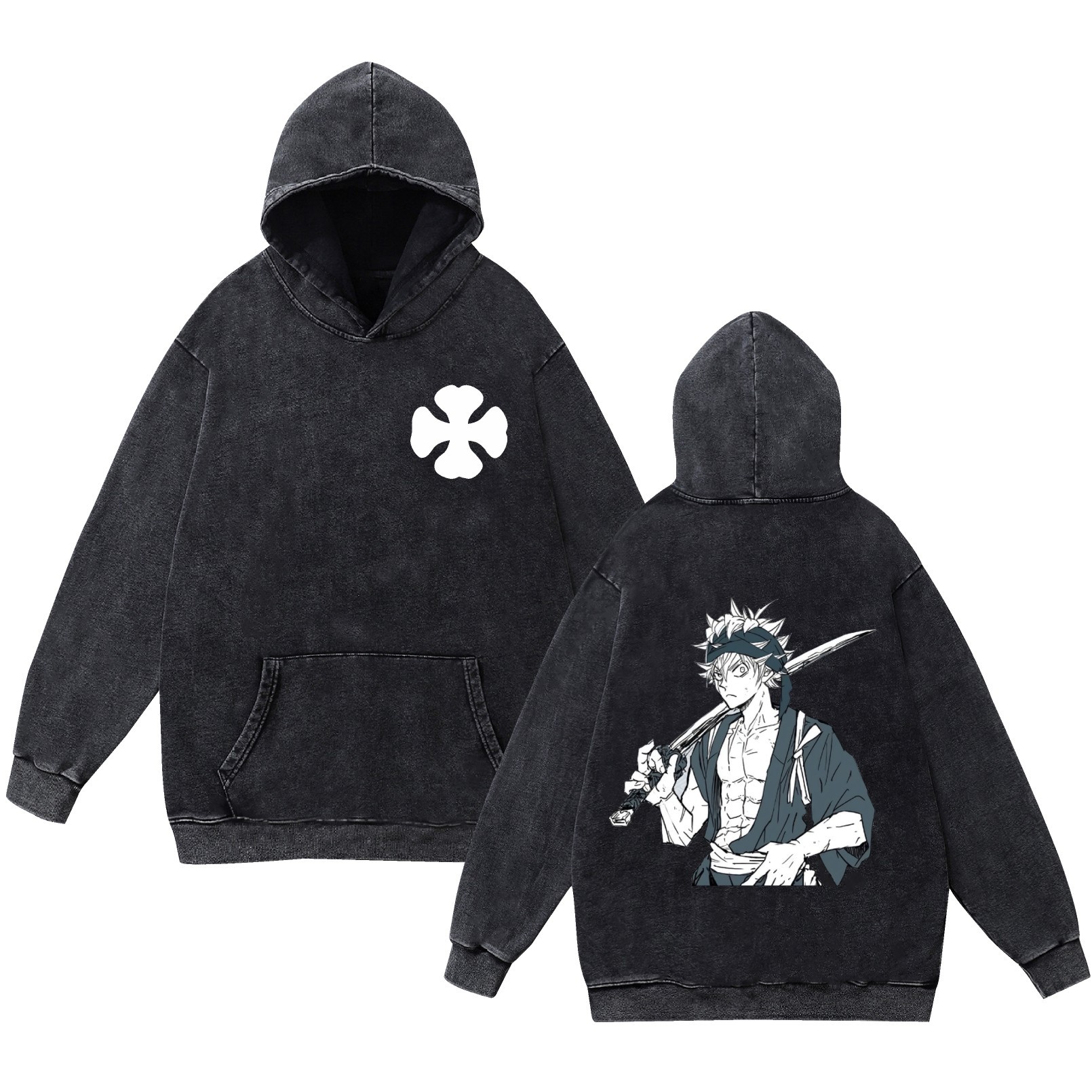 Oversized Faded Destroyed Graphic Hoodie