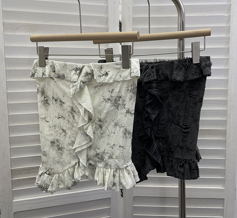 Ombre Asymmetrical Distressed Frilled Bandeau Vest