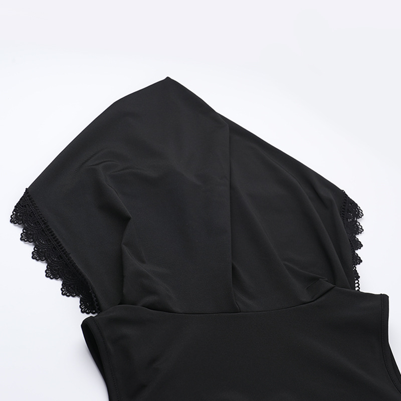 High Waist Hooded Fitted Jacquard Dress