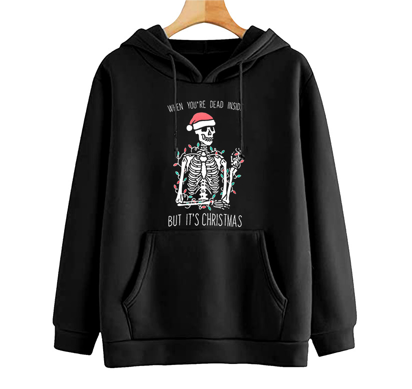 Her Cotton Blend Hoodie Holiday Skull Graphic