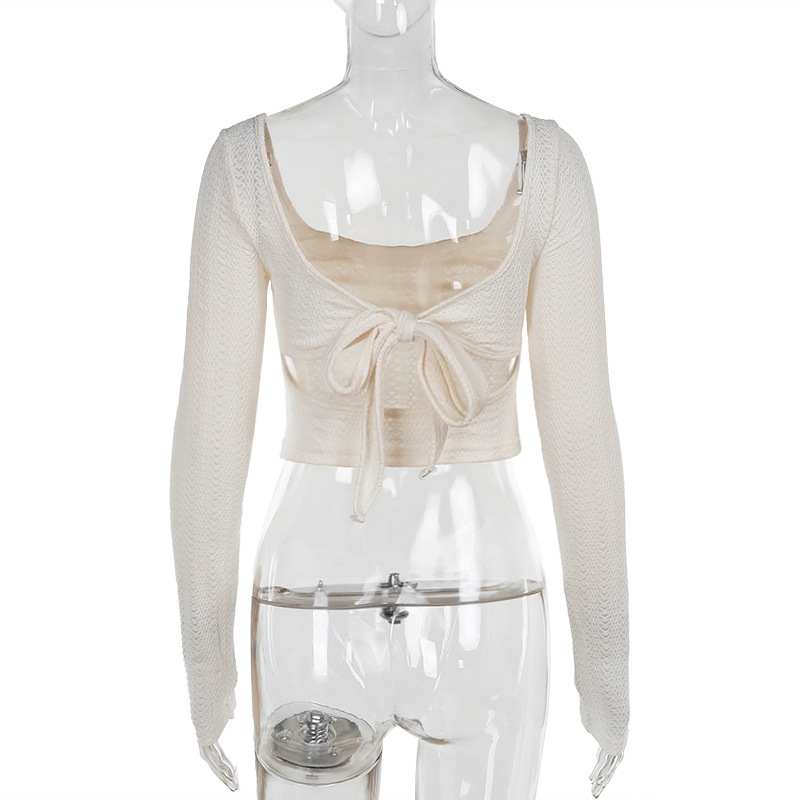 U Neck Full Sleeve Open Back Top