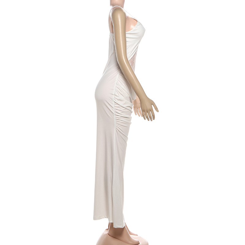 Spaghetti Strap High Waist Open Back Dress