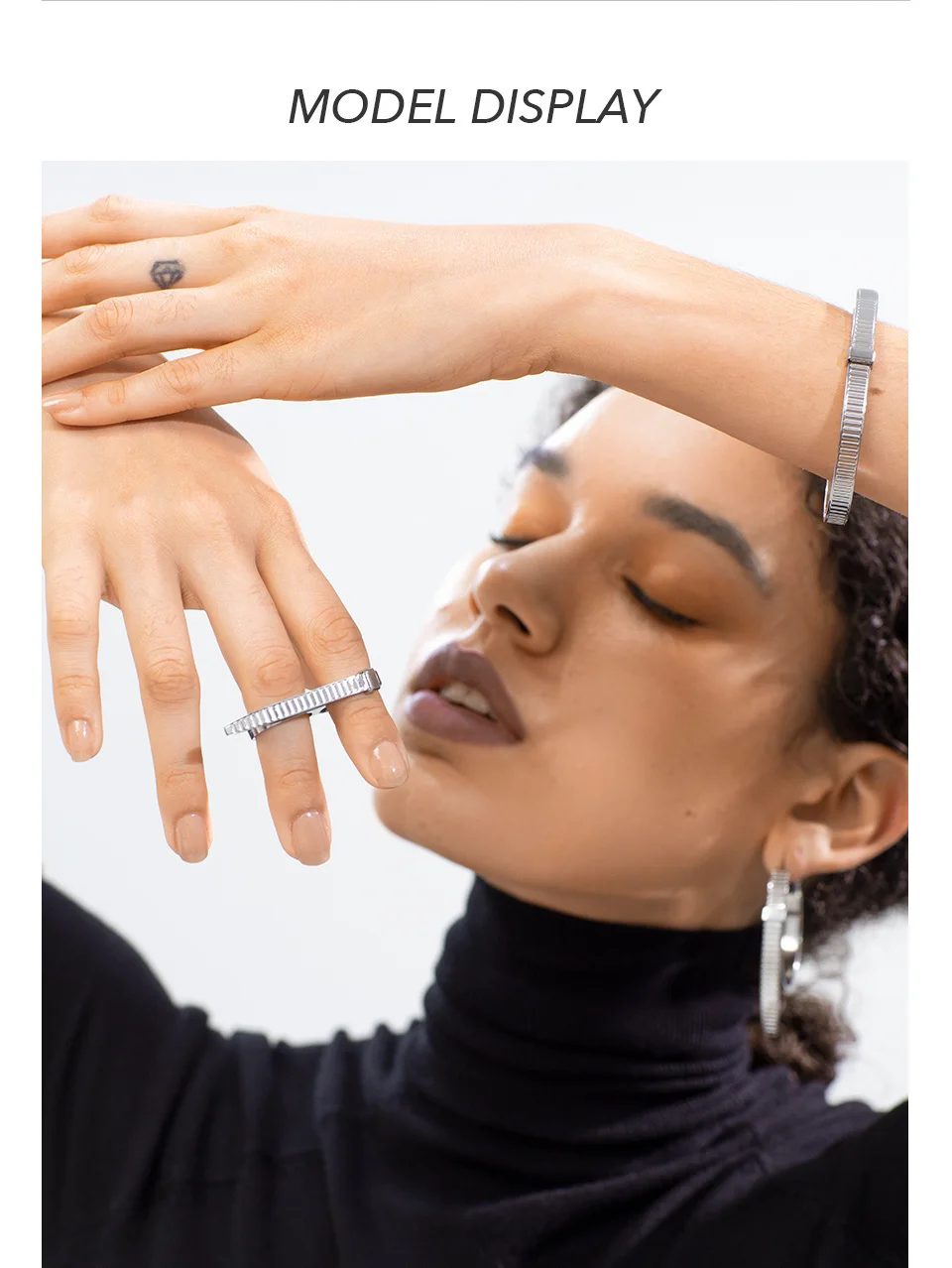 Cable Tie Knot Rings For Women Stainless Steel Gold Color Two Finger Ring Fashion Jewelry
