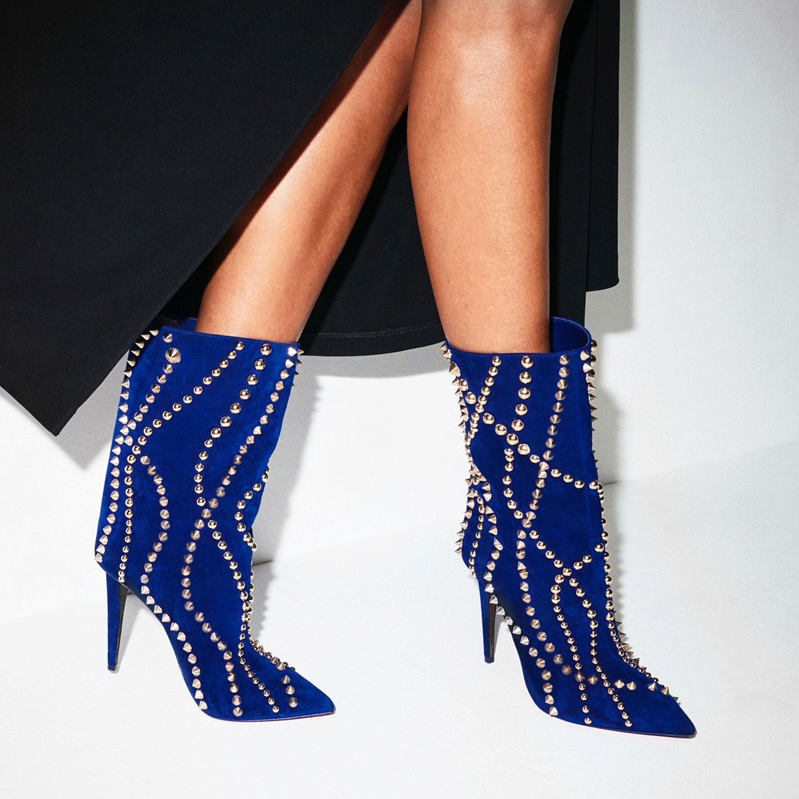 New high heeled pointed rivet boots, ankle short boots, and calf women's shoes