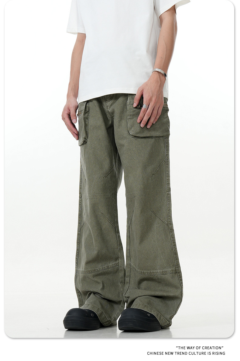 High Street Vibe Slim Fit Vintage Straight Leg Casual Long Pants