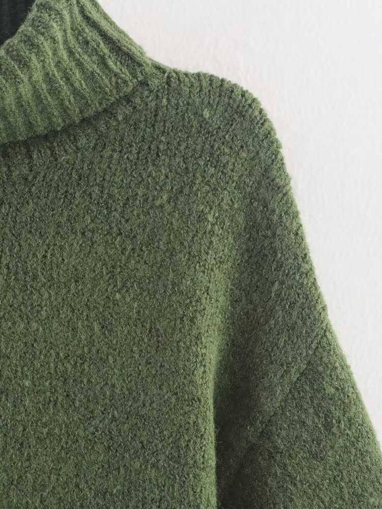 Polyester Stand Collar Full Sleeve Plain Sweater