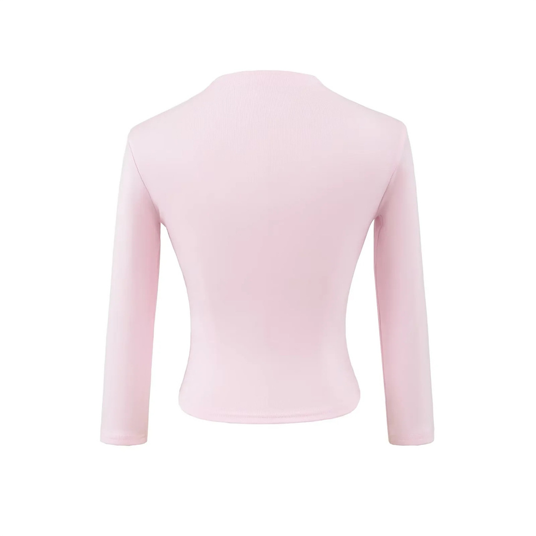 Sassy Plain Round Neck Snug Three-Quarter Short Tee